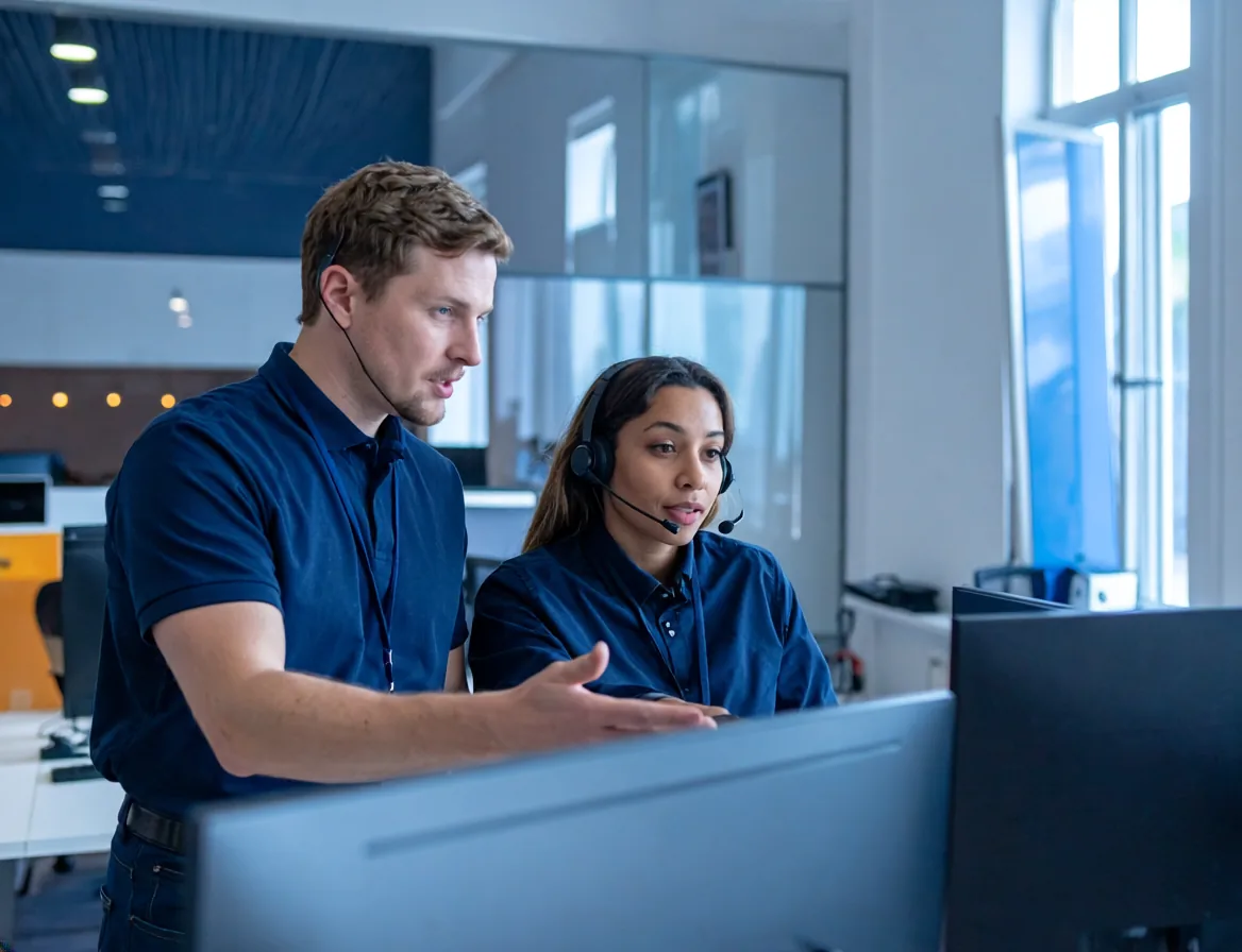 An A&J Computers technician helping a small-business client on-site in Atlanta